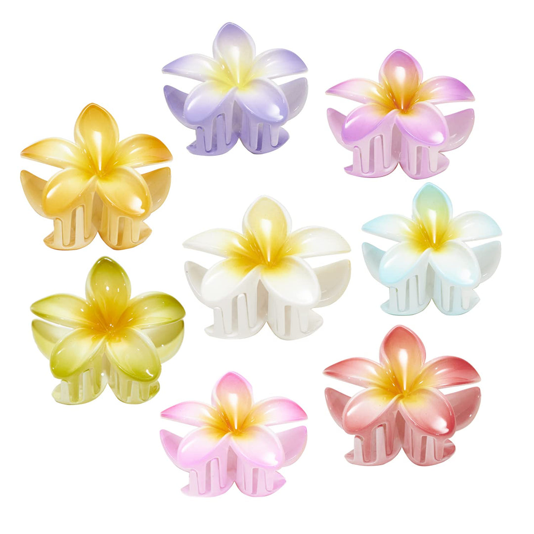 8Pcs Flower Claw Clips , Large Hair Claw Clips For Thick Hair Hawaiian Hair Clips 3.2 Inch Medium Claw Clips For Thin Hair Plume