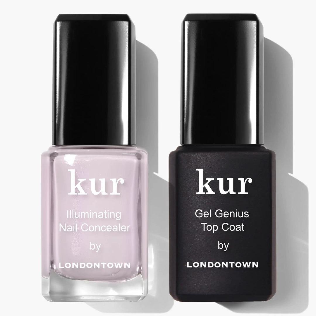 Londontown Kur Pink Conceal & Go Duo Set, Includes Pink Nail Illuminating Concealer & Gel Genius Top Coat
