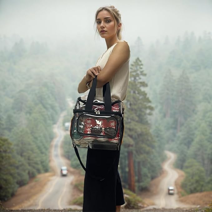 FlowFly Double Layer Cooler Insulated Lunch Bag Adult Lunch Box Large Tote Bag for Men, Women, With Adjustable Strap,Front Pocket and Dual Large Mesh Side Pockets