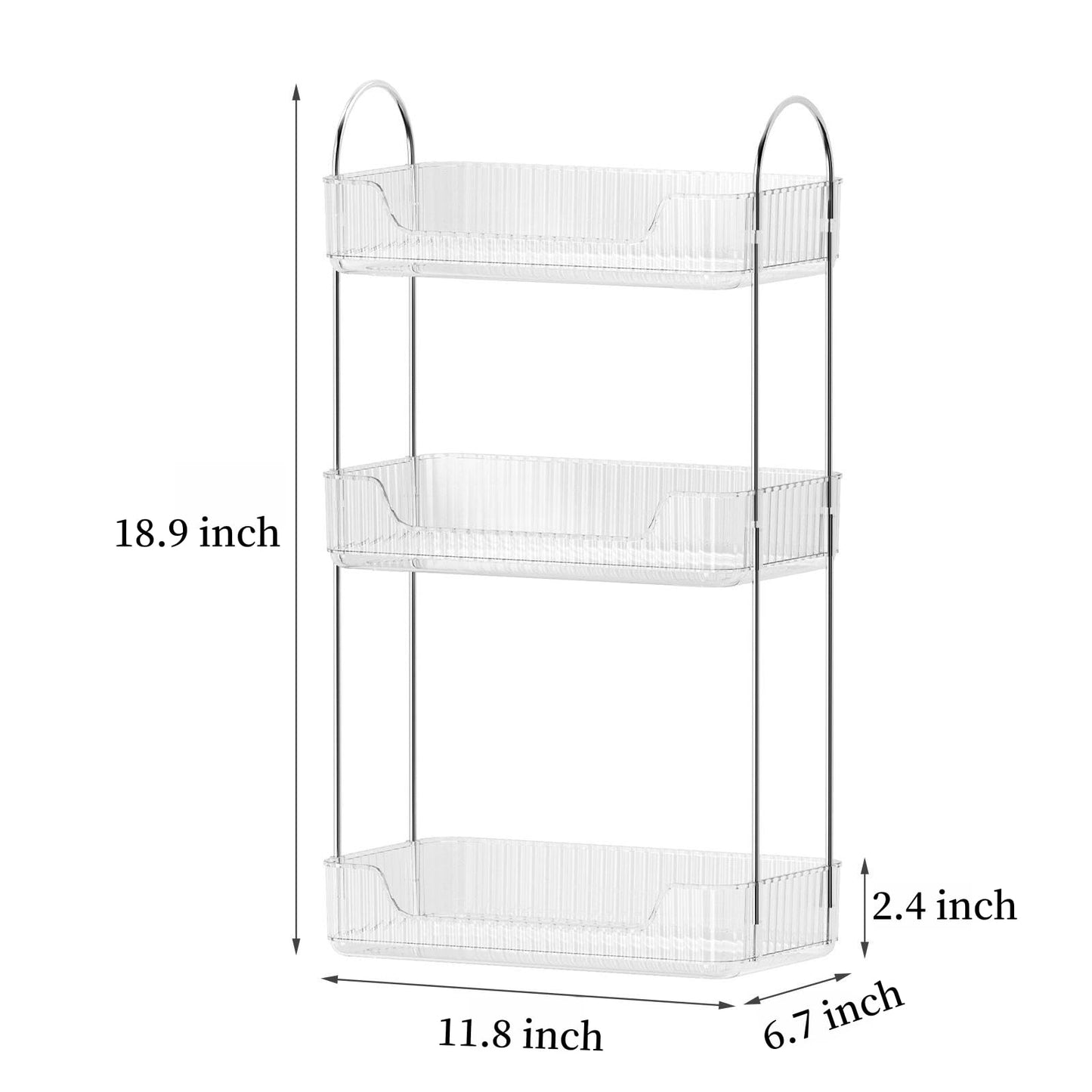 Bathroom Organiser Countertop - Vanity Trays for Skincare Makeup, 3-Tier Counter Shelf for Cosmetics, Toiletries, Lotions, Perfumes (Clear)