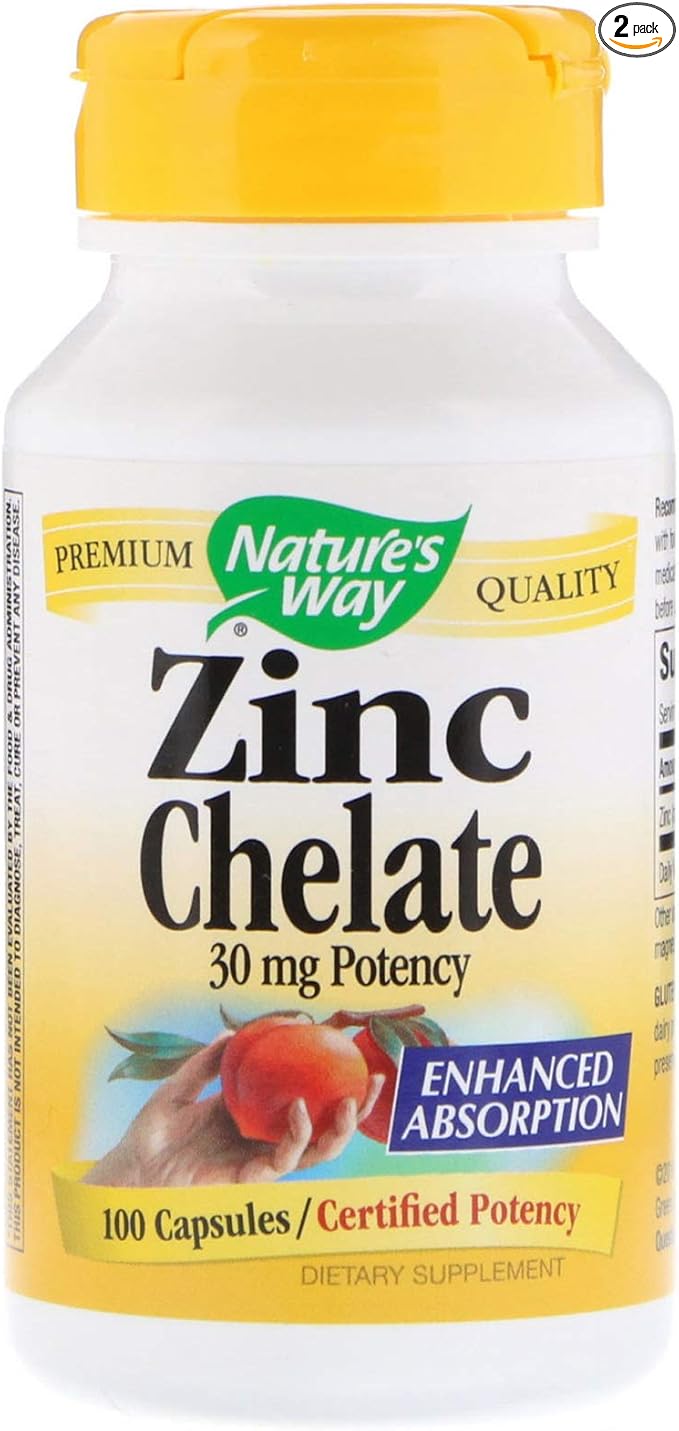 Zinc Chelate 30mg, 100 Count (Pack of 2)