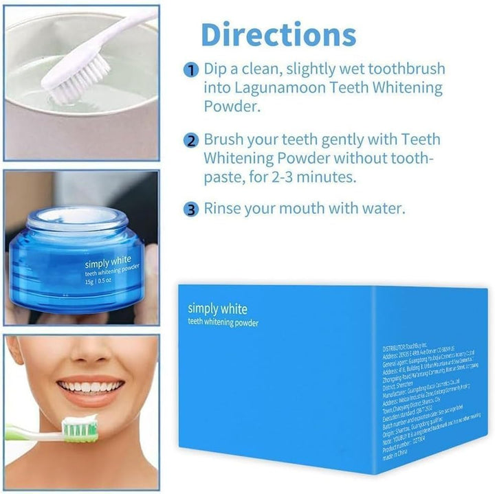 Magic Teeth Whitening Deluxe Powder, Stain Removal, Mint Flavor