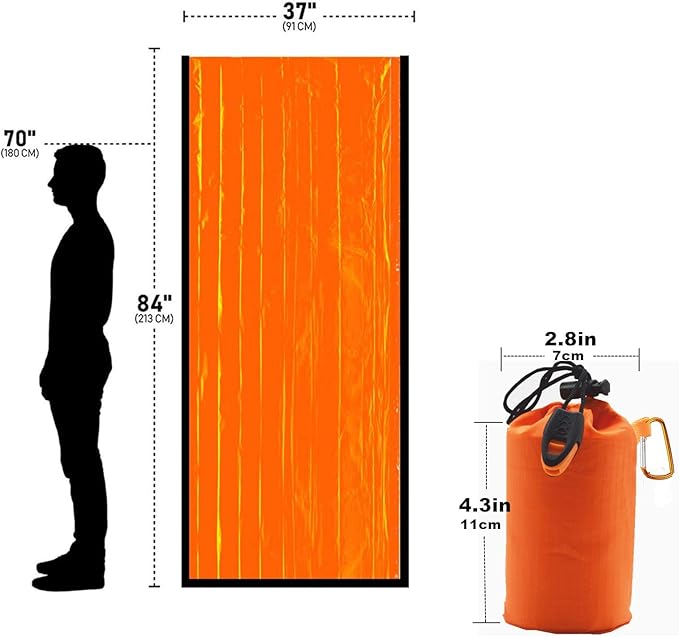 2-Person Emergency Sleeping Bag, Ultra Lightweight Waterproof Thermal Bivy Sack Cover, XL Emergency Shelter Survival Kit for Hiking Outdoor Camping …