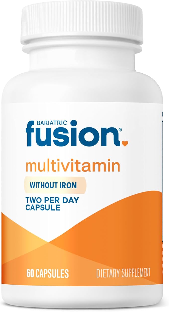 Bariatric Fusion Bariatric Multivitamin Without Iron | Post Bariatric Surgery Patients | Iron Free Bariatric Vitamin for Gastric Bypass and Sleeve Gastrectomy | 60 Capsules | 1 Month Supply