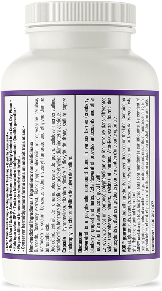 Acta Resveratrol (90 VeggieCaps) Brand: A.O.R Advanced Orthomolecular Research
