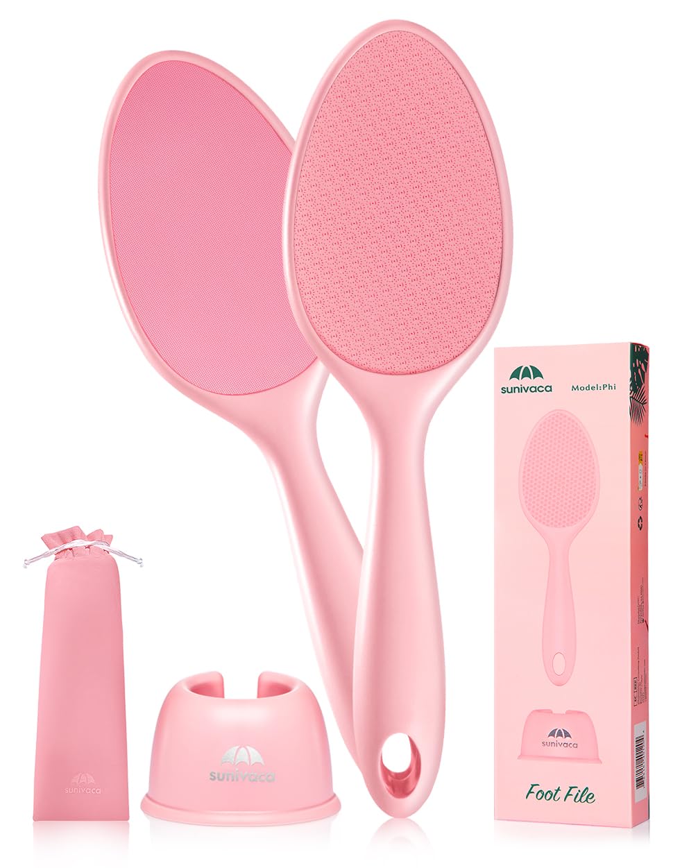 Sunivaca 2-Sided Glass Foot File Callus Remover (Pink)