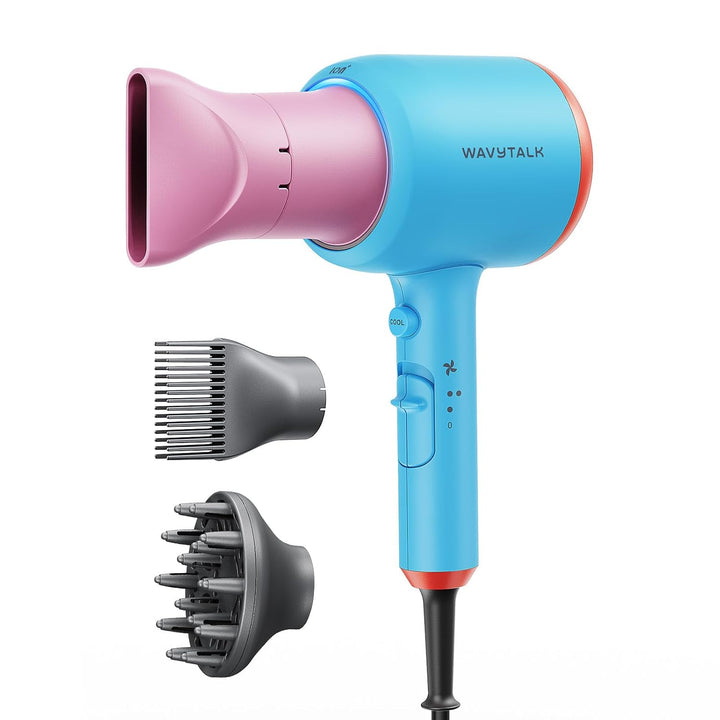 Wavytalk 1875W Ionic Hair Dryer | Diffuser & Comb for Curly Hair | Green