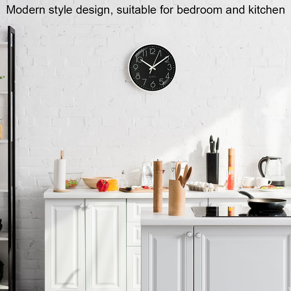 Aolso 8 inch Wall Clock Silent & Non Ticking, Battery Operated Round Wall Clock, Modern Quartz Design Decorative Indoor Kitchen Office (White