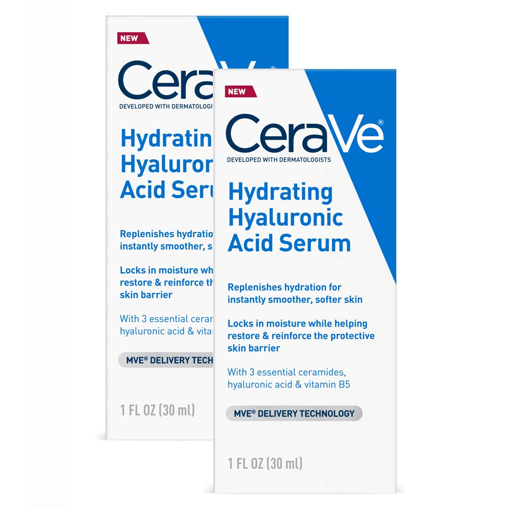 Cerave Hyaluronic Acid Face Serum | 1 Oz Each | Hydrating Serum For Face With Vitamin B5 | For Normal To Dry Skin | Paraben & Fr