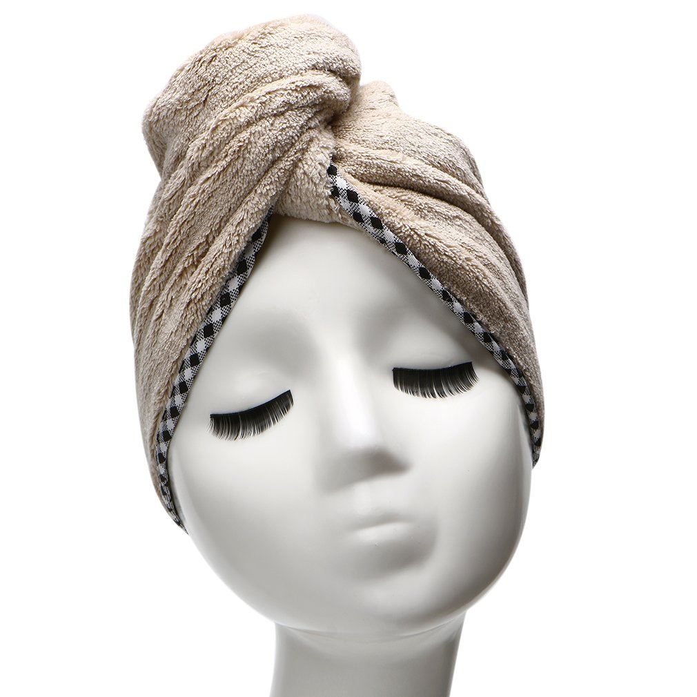 YYXR Microfiber Hair Drying Towel Ultra Absorbent Twist Hair Turban Drying Cap Hair Wrap (Light Khaki)