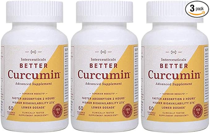 Better Curcumin - Theracurmin Curcumin 90 mg - 27X Bioavailable Turmeric* - High Absorption, Low Dose (3 Bottles)