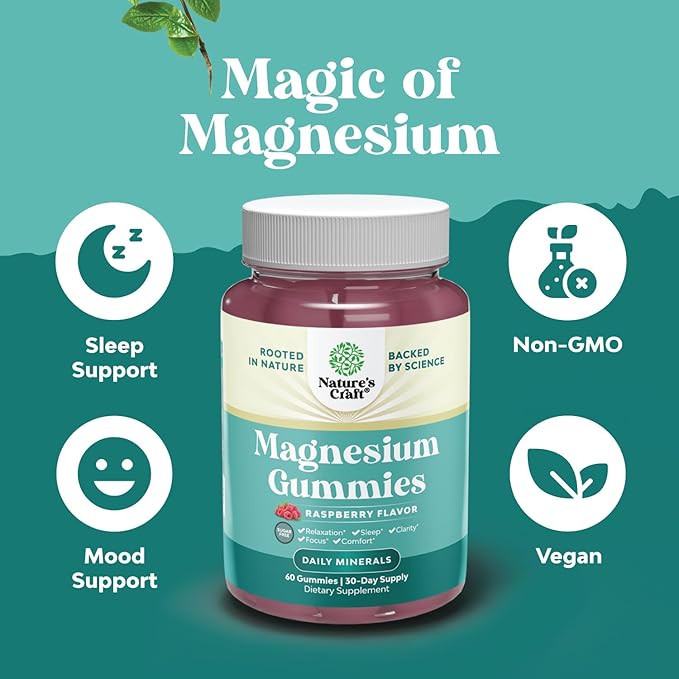 Sugar-Free Extra Strength Calm Magnesium Gummies for Adults - Relaxing Magnesium Citrate Gummies with Elemental Mag - Sleep Aid Soft Chews Raspberry Flavored - Body & Mind Relaxation - 60 Count