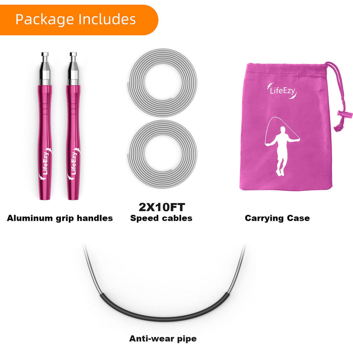 Jump Rope, High Speed Weighted Jump Rope - Premium Quality Tangle-Free - Self-Locking Screw-Free Design - Jump Ropes for Fitness - Skipping Rope for Workout Fitness, Crossfit & Home Exercises (Pink)