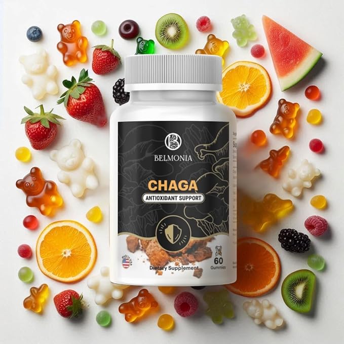Chaga Mushroom Gummies - Antioxidant Immune Support Supplement - Dietary Mushroom Supplement - 60 Gummies - Made in USA - Shrooms for Health - Delicious & Vegan Frendly
