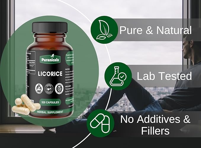 Licorice Premium 320 Capsules Non GMO and Gluten Free | Herbal Supplement | 700 mg Per Serving | Made with 100% Pure Licorice Root