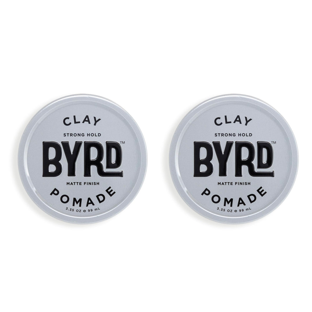 BYRD Hair Clay Pomade 2-Pack – Strong Hold, Ultra Matte Finish, Add Volume and Sculpt to All Hair Types, 3.35 Oz Each (Two Pack)