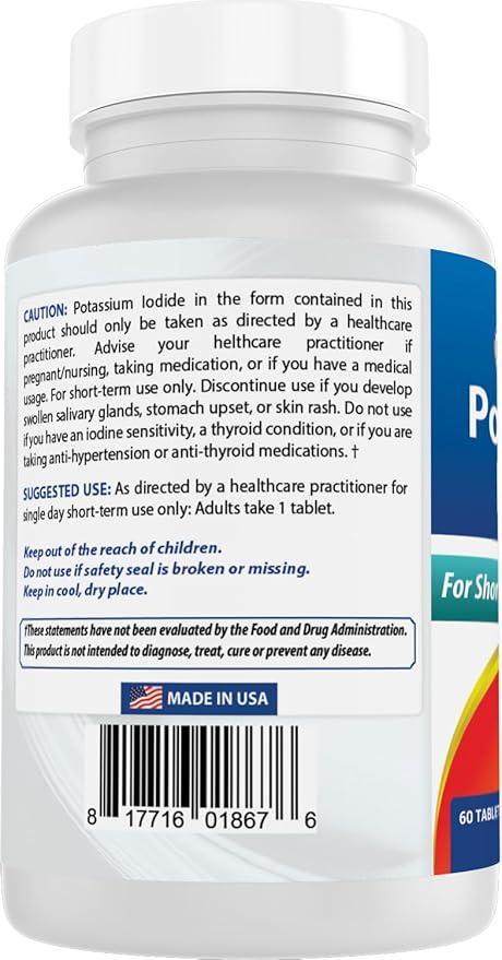 Best Naturals Potassium Iodide 65 mg - Dietary Supplement, 60 Tablets (60 Count (Pack of 1)) (1)
