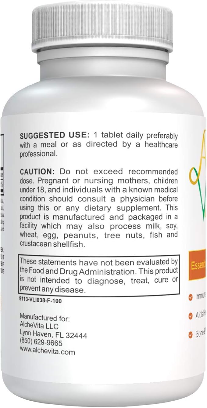 AlcheVita Zinc 50mg – High Bio-Availability – Essential Trace Mineral – Supplement for Immune Support, Bones, Skin & Muscle Support