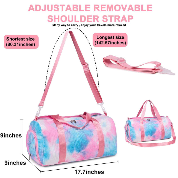 BLUBOON Duffle Bag Girls Kids Cute Gym Bag with Shoes Compartment & Wet Separation Waterproof Sports Overnight Travel Bag