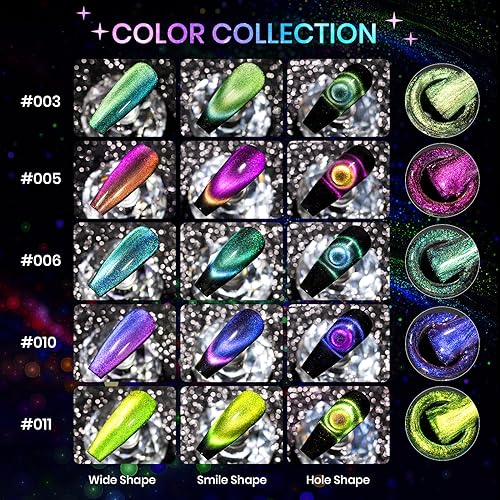 Cat Eye Gel Nail Polish Set - 12 Colors 9D Magnetic Nail Polish Gel Galaxy Cateye Nail Gel Polish with 1 Black Gel and Magnetic Lamp Cure Required Home Manicure DIY Nail Art