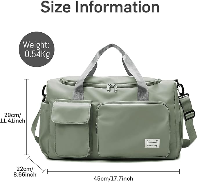 Travel Duffel Bag with Shoes Compartment Sports Gym Bag with Dry Wet Separated Pocket for Men and Women, Overnight Bag Weekender Bag Training Handbag Yoga Bag - Dark Green