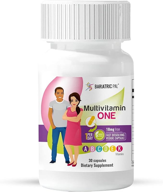 BariatricPal Multivitamin ONE 1 per Day! Bariatric Multivitamin Capsule with 18mg Iron (30 Count)