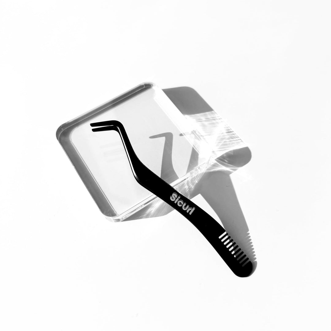 Sicurl Dual-Ended Lash Applicator | Black Matte Finish | Double Ended Lash Tool for Easy False Extension Lash Application with lash Comb