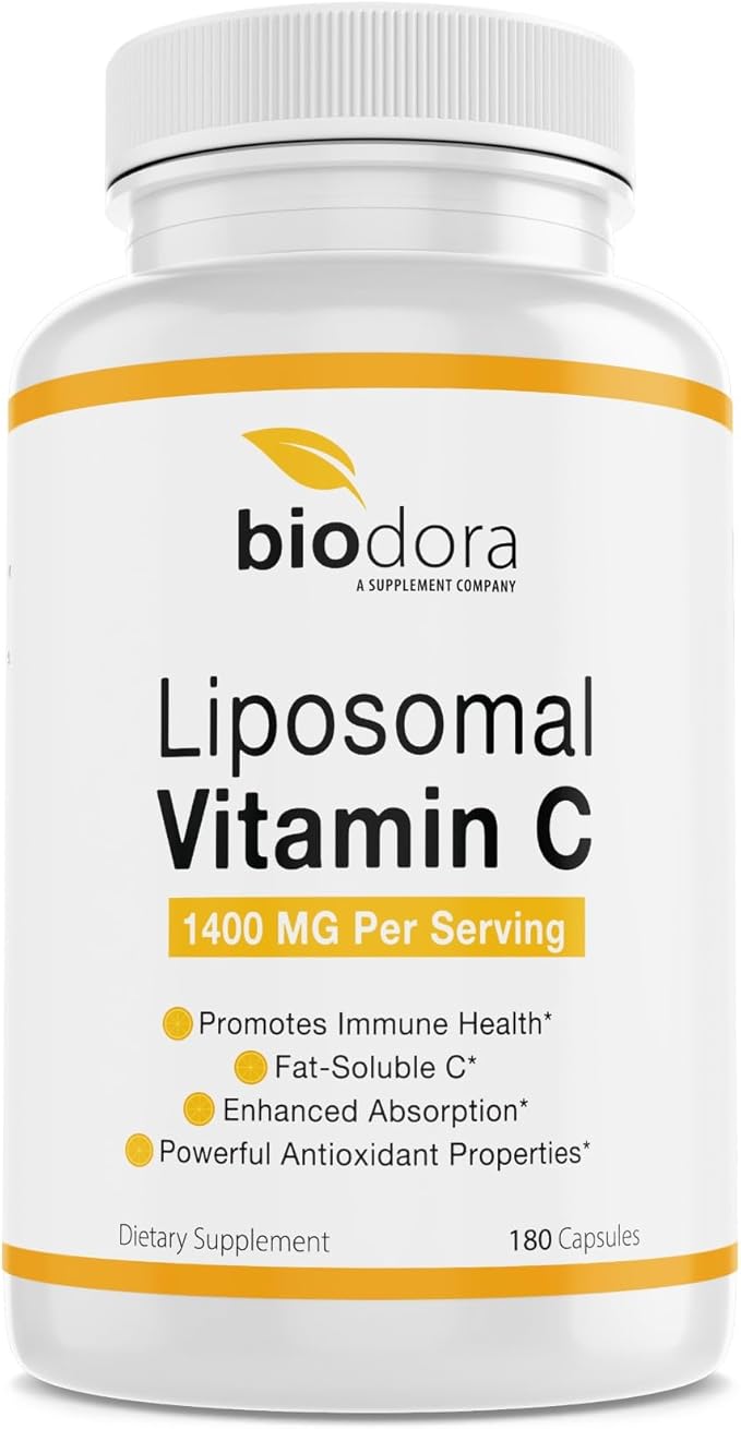 Liposomal Vitamin C, Healthy Immune System, Supports Heart Health, Enhanced Energy Level, Antioxidant Properties, 1400mg Per Servings, 180 Capsules