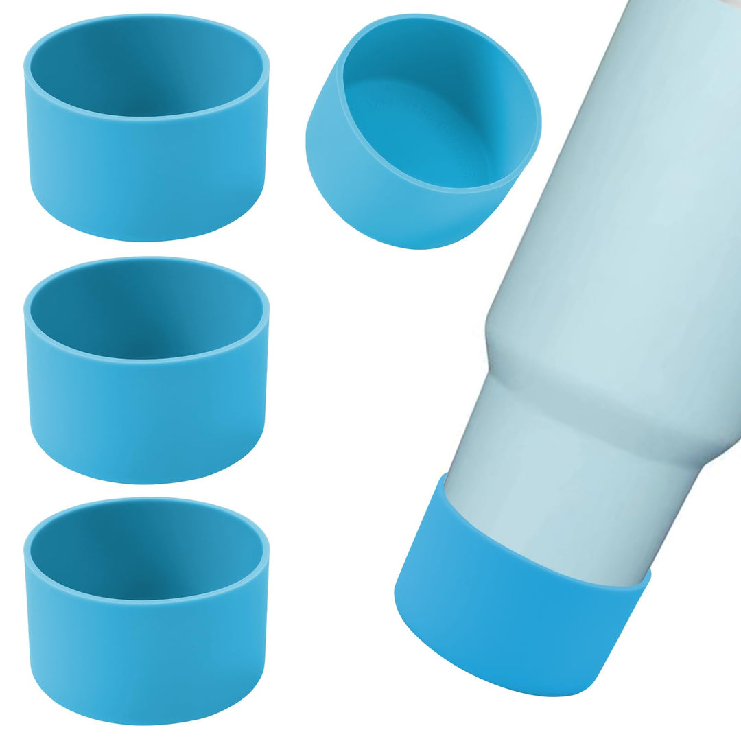4Pack Silicone Boot for Stanley Cup 40oz Quencher Adventure &Stanley IceFlow 30oz 20oz, Reduces Noise Scratches Protective Cup Bottom Sleeve Cover Compatible with Stanley Cup Accessories (Blue)