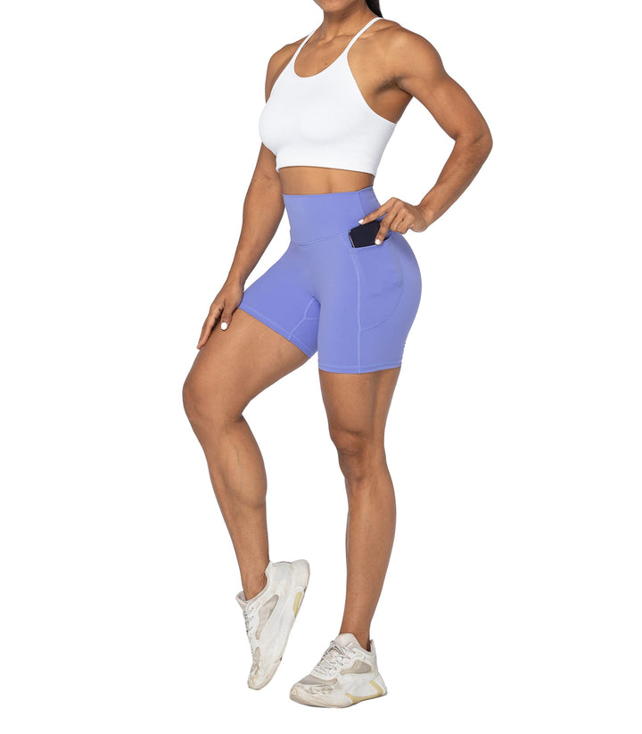 Sunzel 8" / 5" / 3" Biker Shorts for Women with Pockets, High Waisted Yoga Workout Shorts Periwinkle X-Small