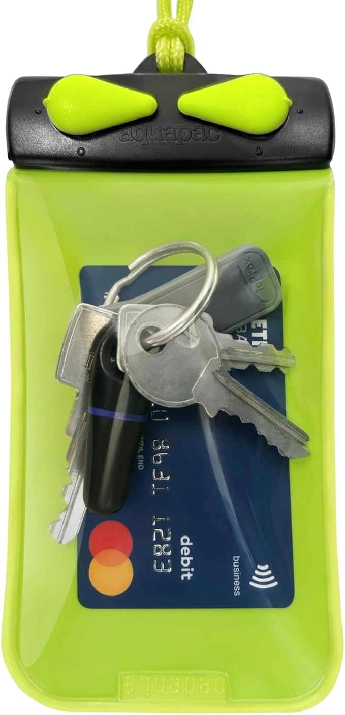 Aquapac KEYMASTER Lime Green – Protect and Carry Keys, Cards and Small Valuables up to 10m or 30 feet