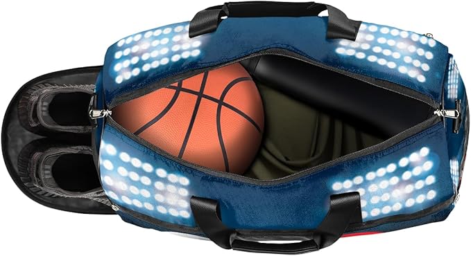 Football Helmet Dry Wet Depart Duffle Overnight Bag with Shoes Compartment & Wet Pockets, Water Resistant Weekender Travel Gym Pouch For Swim Gymnastics Ballet Sleepovers