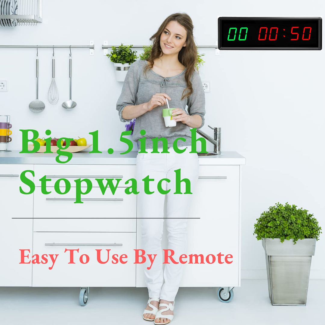 BTBSIGN LED Interval Timer Count Down/Up Clock Stopwatch with Remote for Home Gym Fitness Green