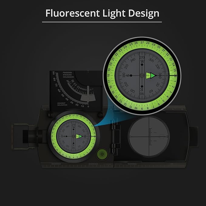 Proster IP65 Compass Hiking Survival - Lensatic Sighting Compass for Camping Navigation, Compass with Clinometer & Carry Bag for Camping Hunting Hiking Geology Activities