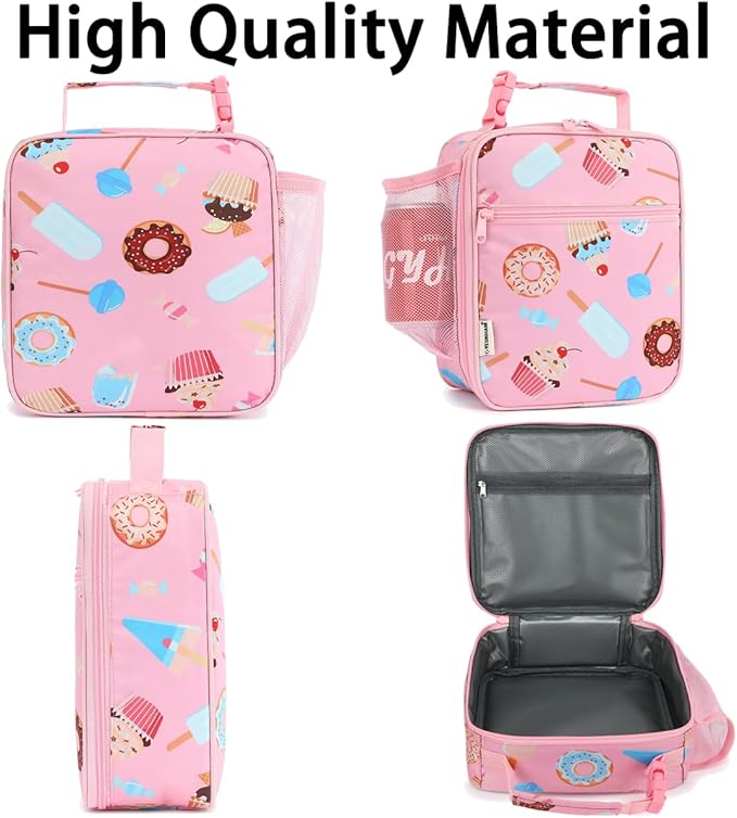 Lunch Box for Kids Boys Girls Men Women, Insulated Small Soft Cooler Lunch Bag Kit for School Work Picnic Travel - Reusable Portable lunchbox,Pink Cake