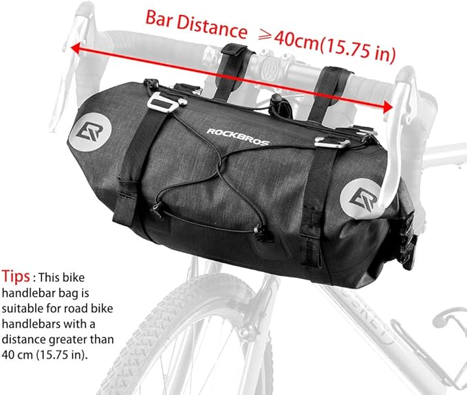 ROCKBROS Bikepacking Bike Handlebar Bag 7L-14L Waterproof Large Dry Pack Bicycle Front Bag Roll for MTB Mountain Road Drop-bar Bikes Bar