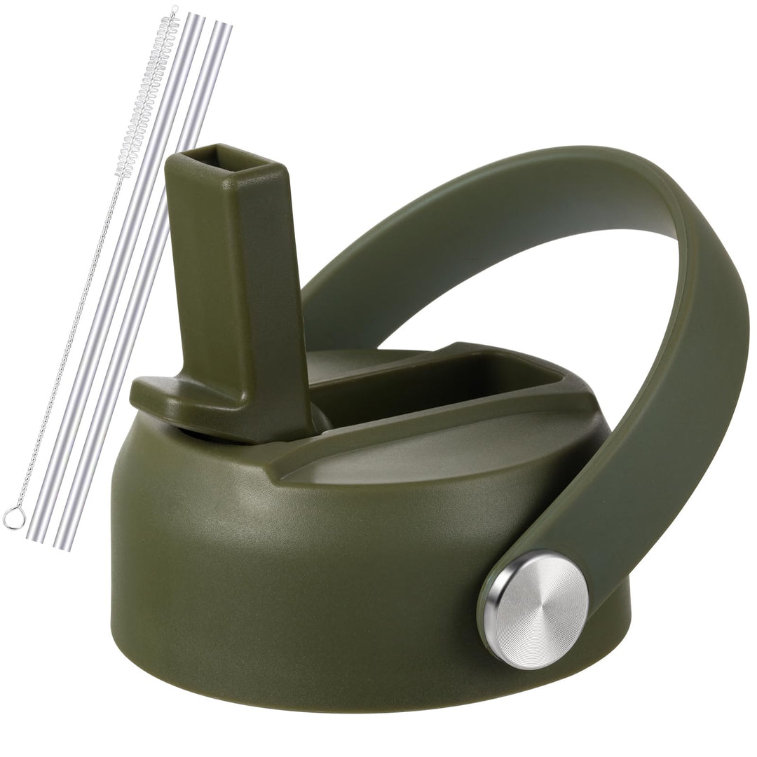 RRegeny Straw Lid for Hydro Flask Wide Mouth 32 40 oz, Straw Lids with Flexible Handle and Straws Compatible with HydroFlask, Replacement Sports Flex Cap Wide Mouth Top 32 40 oz