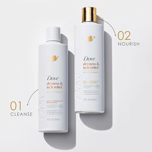 Dove Damage Therapy Derma Shampoo Dryness + Itch Pack of 6 for Flaky Scalp with Pyrithione Zinc and Coconut Oil 12 Fl Oz