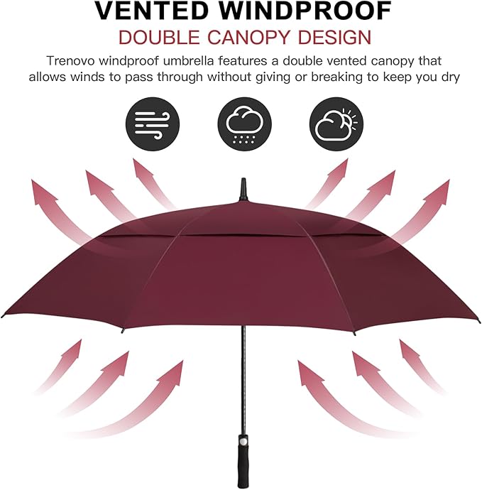 Auto Open Golf Umbrellas 62/68/72 Inch Extra Large Oversize for Business & Home, Ventilated Double Canopy Windproof Waterproof Stick Umbrella for Rain & strong wind
