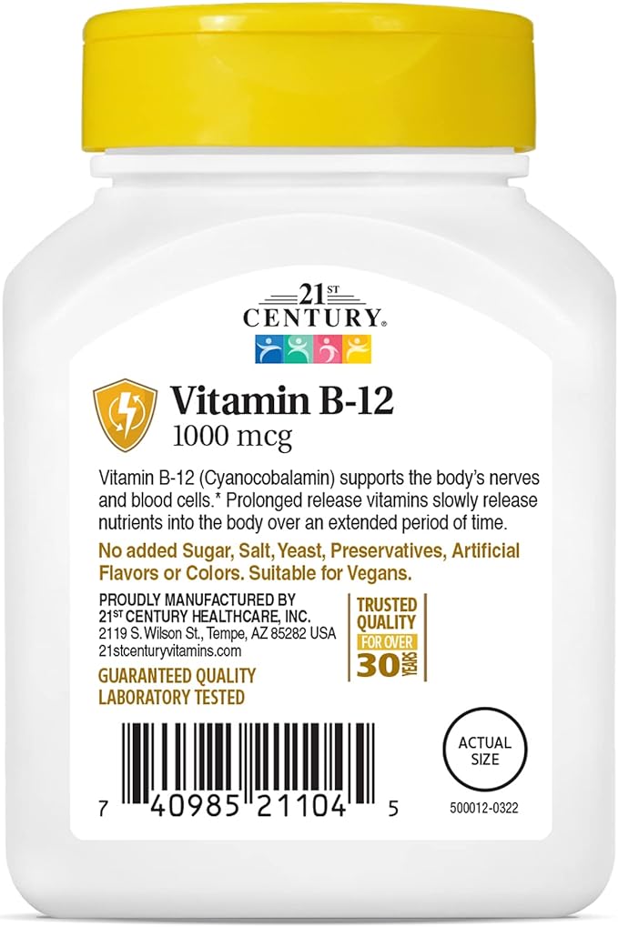 21st Century B 12 1000 mcg Prolonged Release Tablets, 110 Count (Pack of 2)