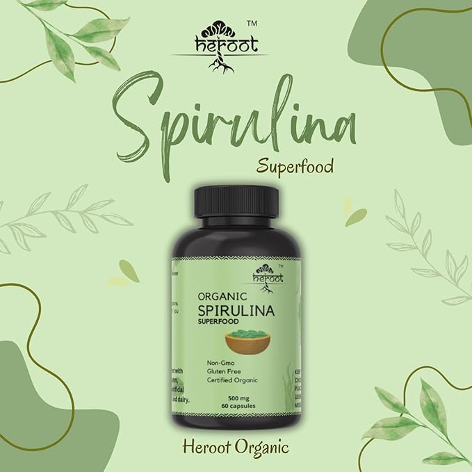 Organic Spirulina Protein Powder Capsules - Vitamins & Minerals for Energy - Vegetarian, Gluten Free 100% Pure Superfood for Optimal Health (120 Capsules)