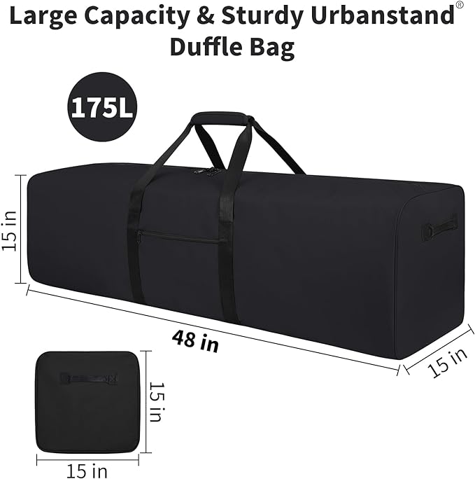 48 Inch Travel Duffle Bag Extra Large Sport Equipment Duffel Bags with 2-way Lockable Zippers (Black)