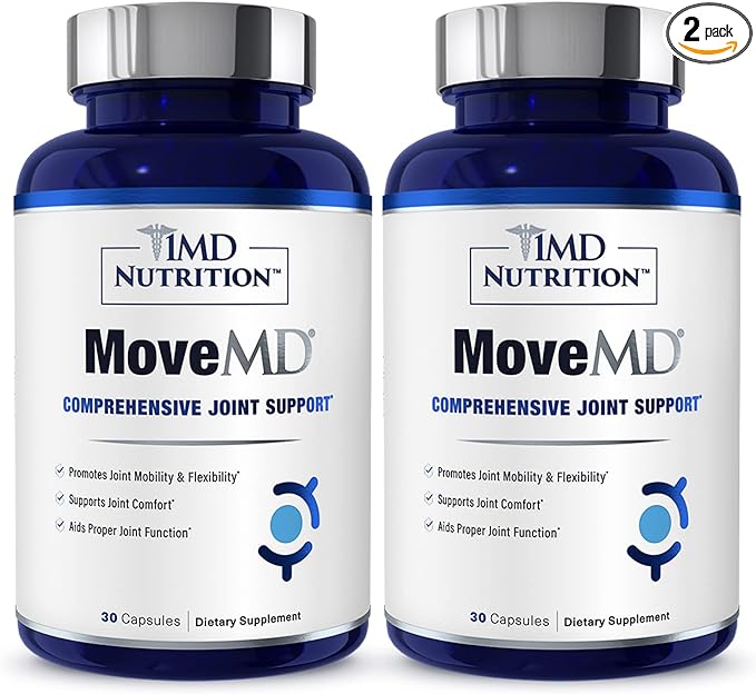 1MD Nutrition MoveMD - Joint Health Supplement - Doctor Formulated | with Collagen, Astaxanthin, and More | 60 Capsules (2-Pack)