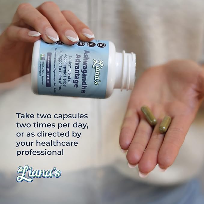 Ashwagandha Advantage, USDA Organic Blend for Stress Relief, Mood & Adrenal Support. Made with Ashwagandha, Turmeric, Spirulina, and More- 60 Capsules Pure Non-GMO Vegan Supplement