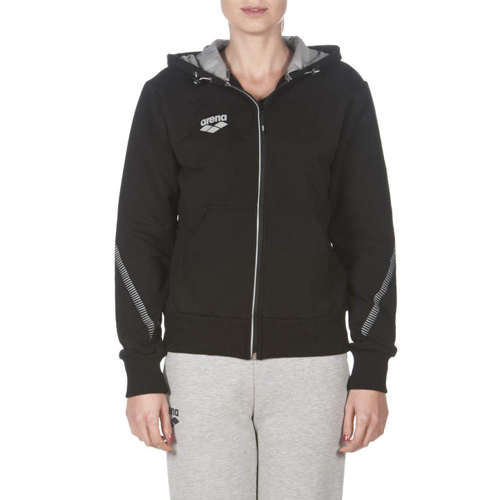ARENA Standard Team Line Full Zip Hooded Jacket for Men and Women, Black, XS