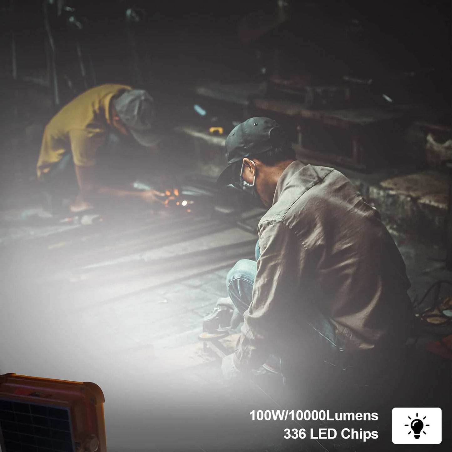 100W Rechargeable Work Light, 10000Lum Portable Solar LED Floodlight with USB Port/Magnetic/ 16500mAh/ 4 Lighting Modes, Emergency Work Lamp Job Site Ligh for Camping, Fishing