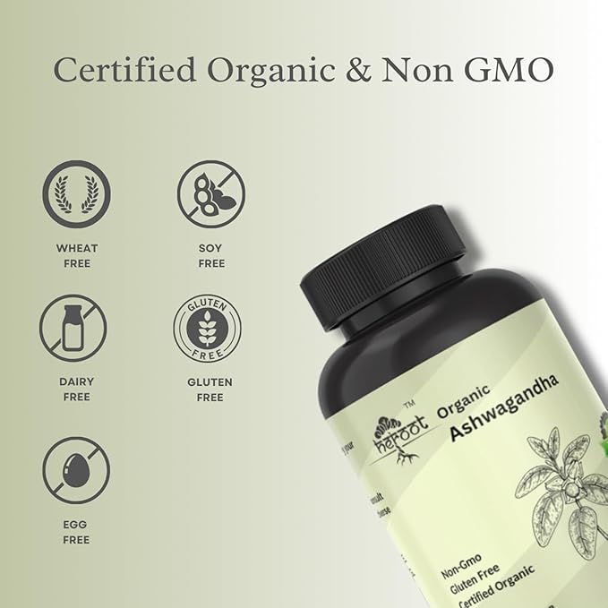 Organic AshwagandhaCapsules Pure Organic Ashwagandha Powder and Root Extract - Stress Relief, Mood Enhancer (Pack of 120 Capsule)