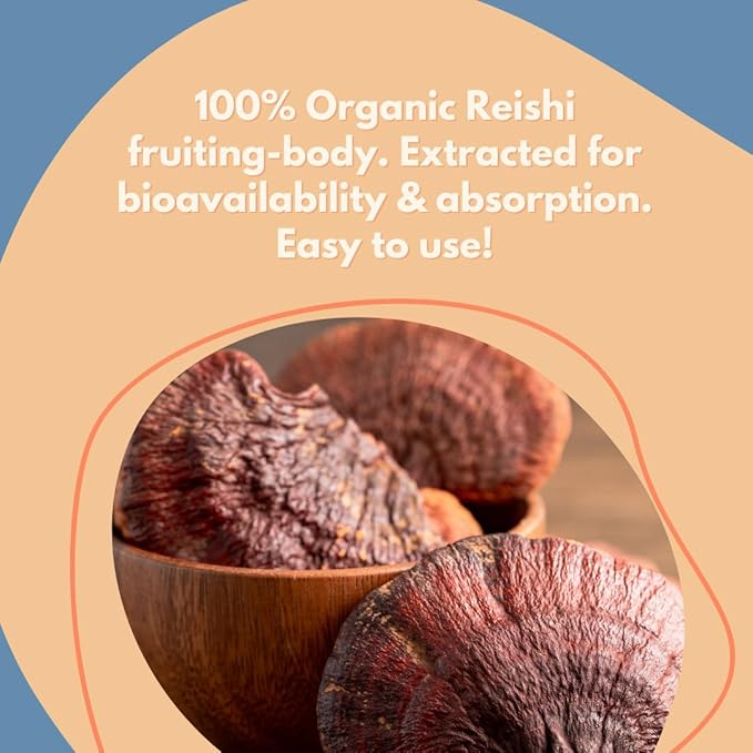 Malama Organic Reishi Mushroom Powder, Pure Fruiting Body Extract, Adaptogenic Superfood for Immune Support and Wellness, 100 Servings