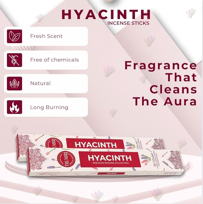 Hyacinth Incense Sticks - Total 40 Insence-Sticks - Dual Pack of 20 Insense - Inciensos - Inscents - Natural Non Toxic Ingredients - Incents - Incence - Inscense - Insents