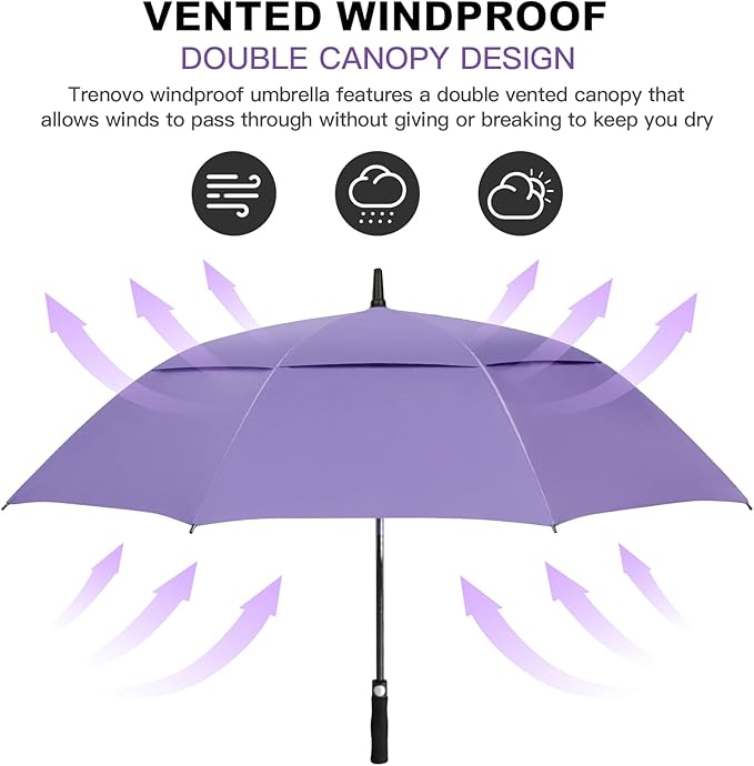 Auto Open Golf Umbrellas 62/68/72 Inch Extra Large Oversize for Business & Home, Ventilated Double Canopy Windproof Waterproof Stick Umbrella for Rain & strong wind